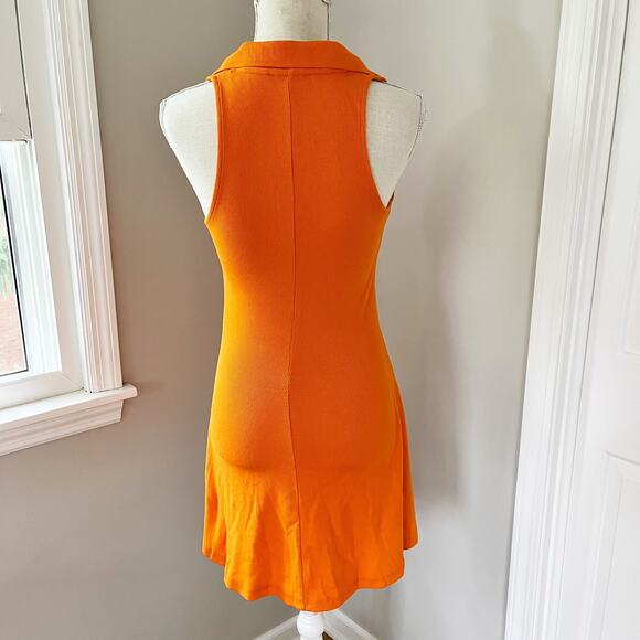 Zara Orange Ribbed V-neck Racer Back Dress - Picture 5 of 7